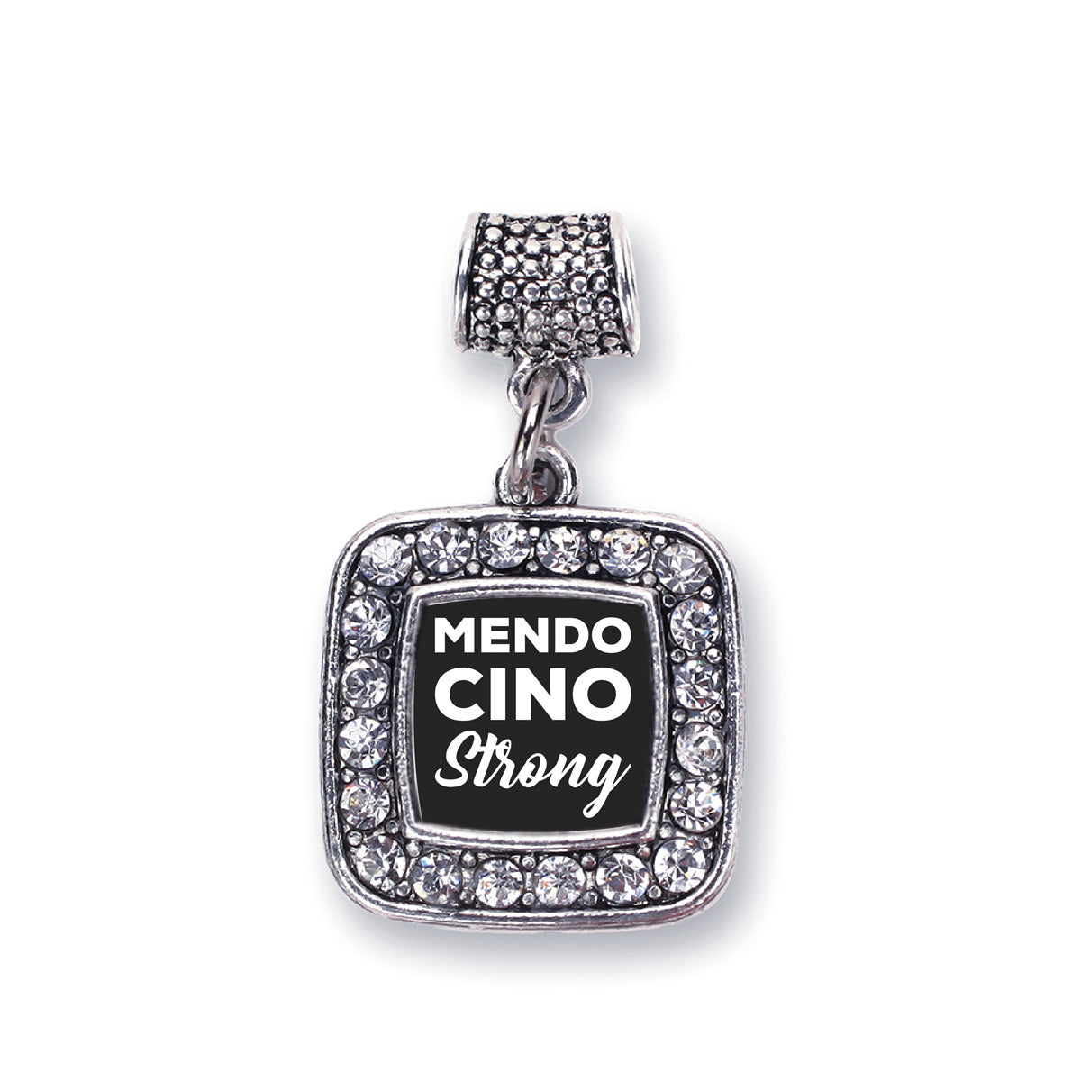 Silver Mendocino Strong Square Memory Charm