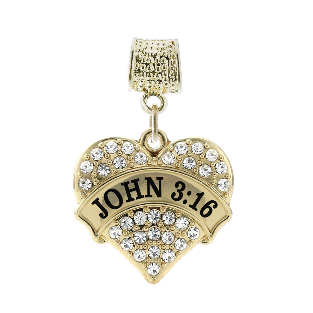 Gold John 3:16 Pave Heart Memory Charm