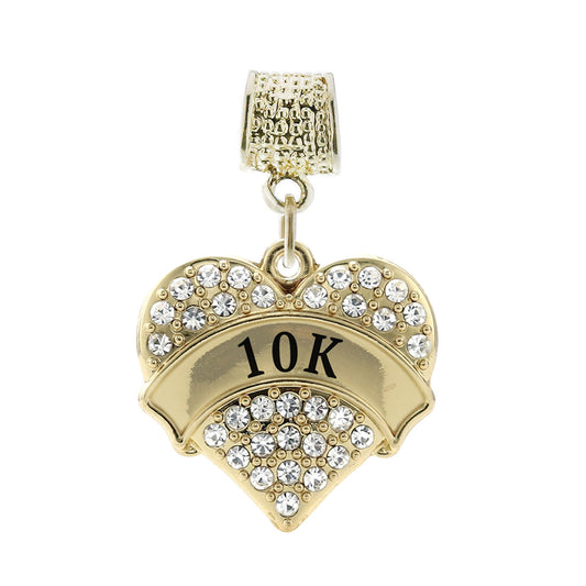 Gold 10k Runner Pave Heart Memory Charm
