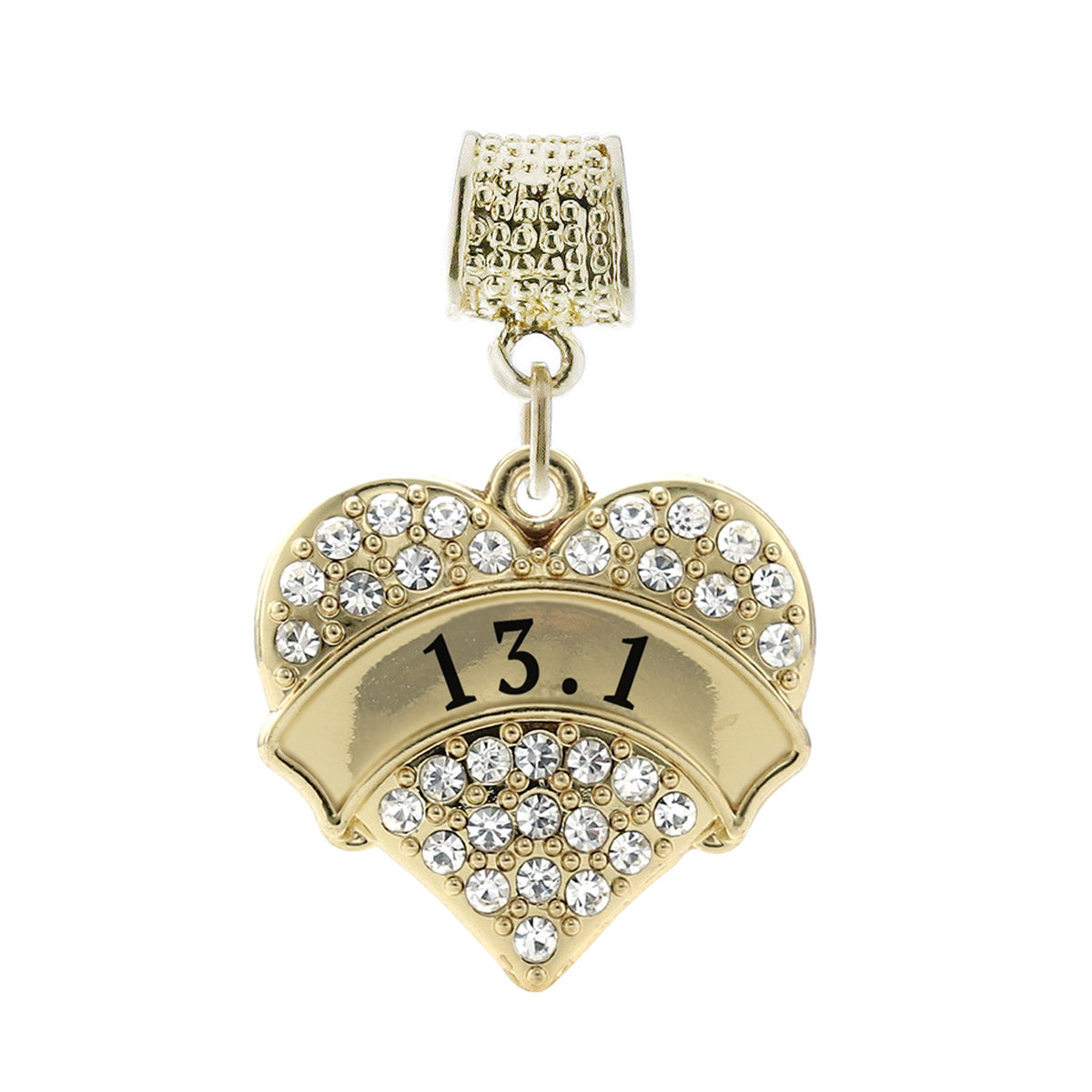 Gold 13.1 Runner Pave Heart Memory Charm
