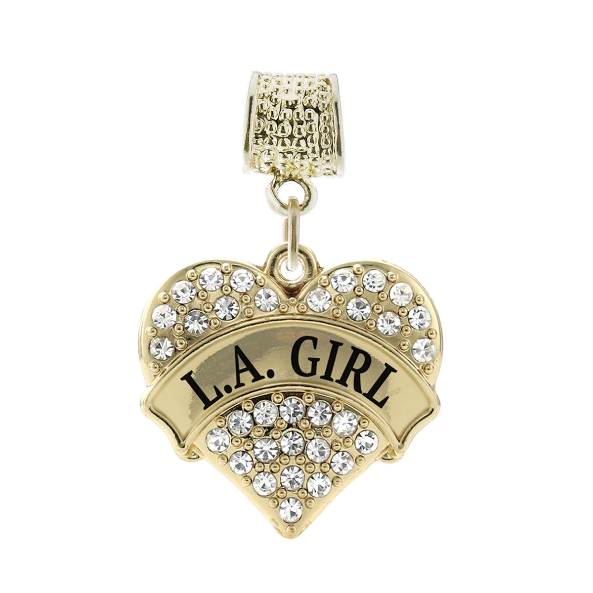 Gold L.A. Girl Pave Heart Memory Charm