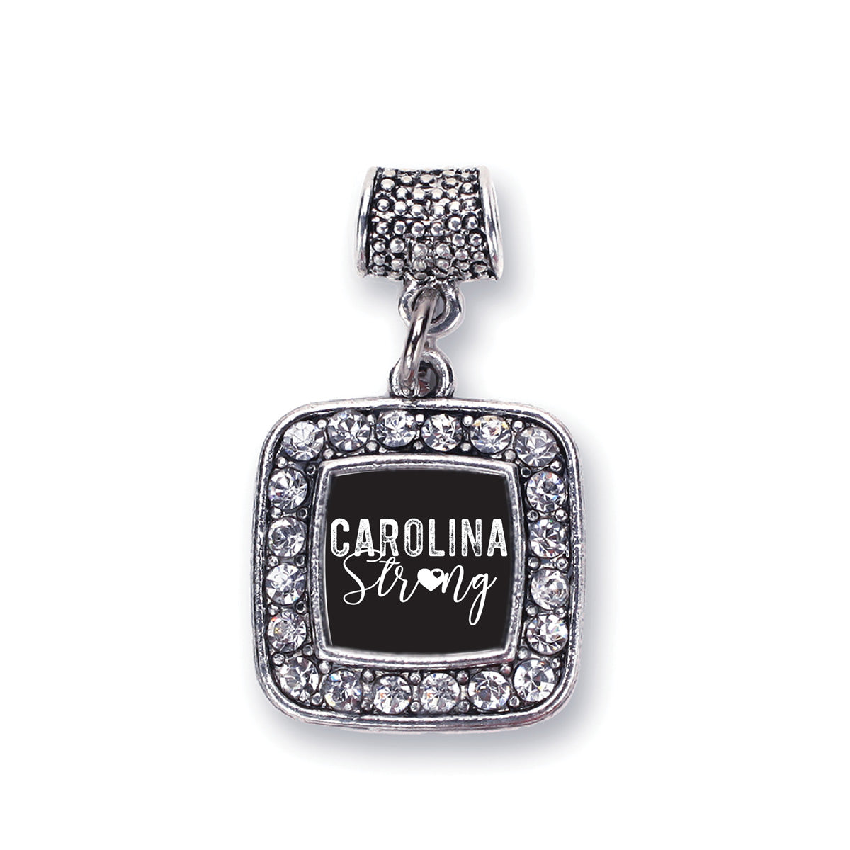 Silver Carolina Strong Square Memory Charm