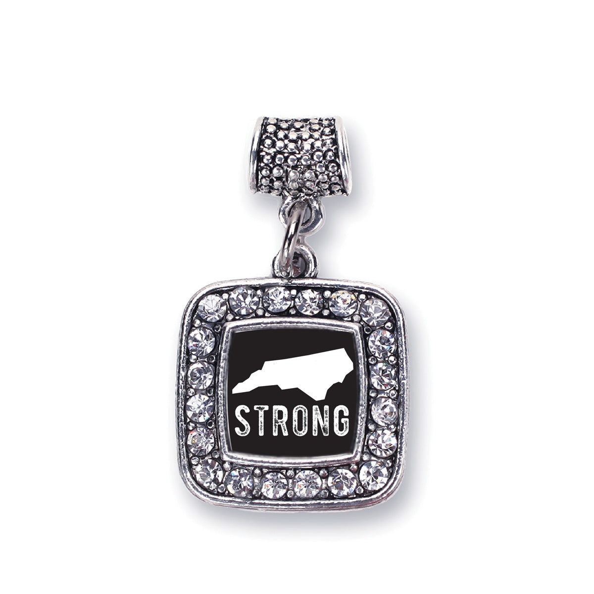 Silver North Carolina Strong Square Memory Charm