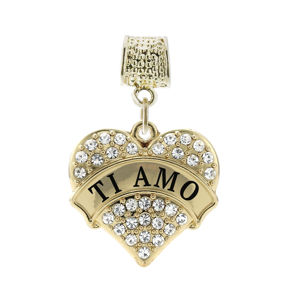 Gold Ti Amo Pave Heart Memory Charm