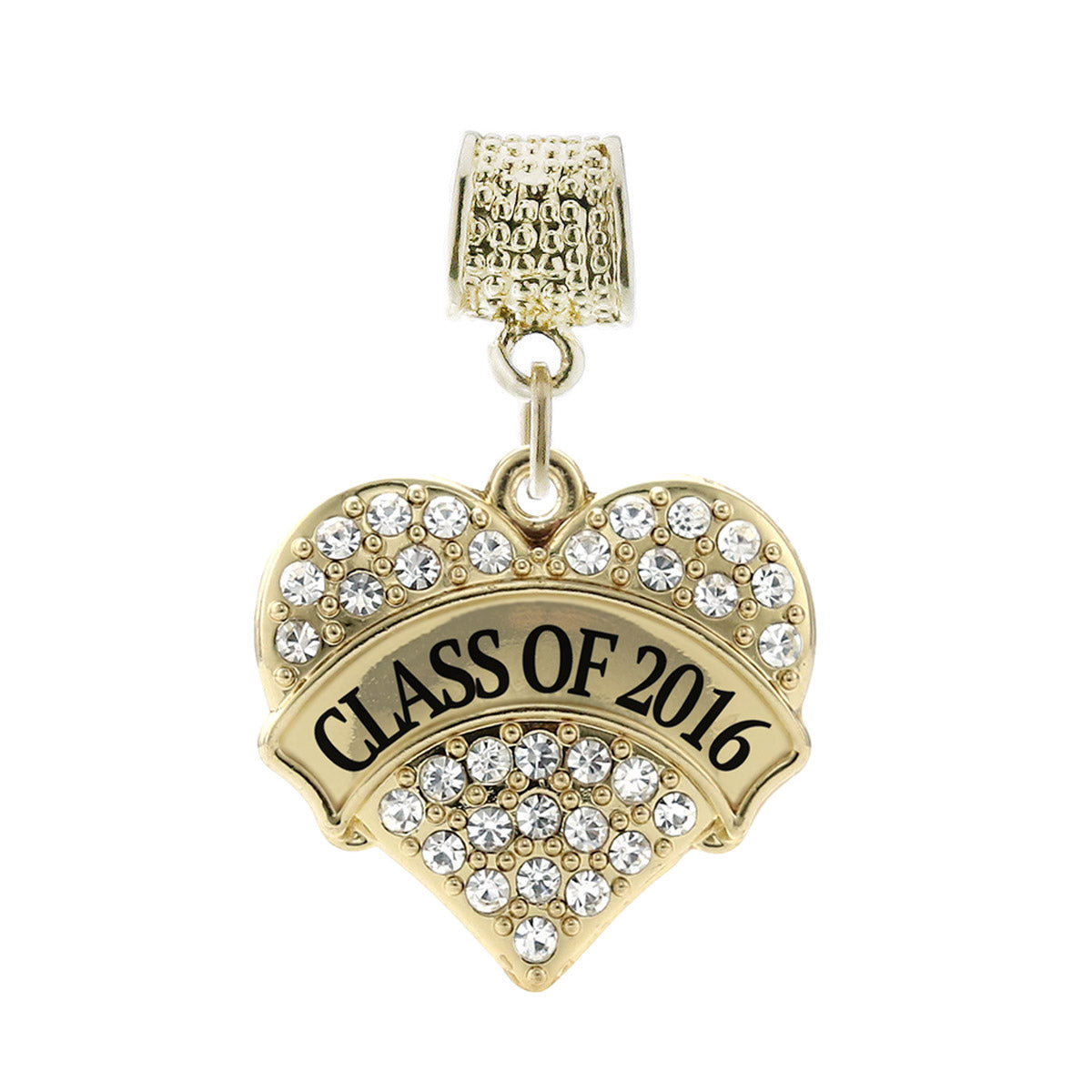 Gold Class Of 2016 Pave Heart Memory Charm
