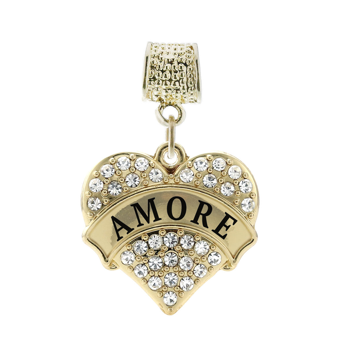 Gold Amore Pave Heart Memory Charm