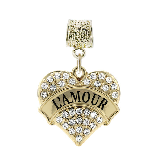 Gold L'amour Pave Heart Memory Charm
