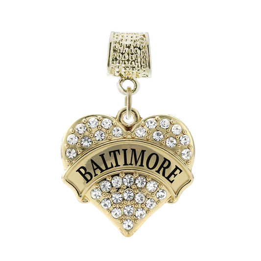 Gold Baltimore Pave Heart Memory Charm