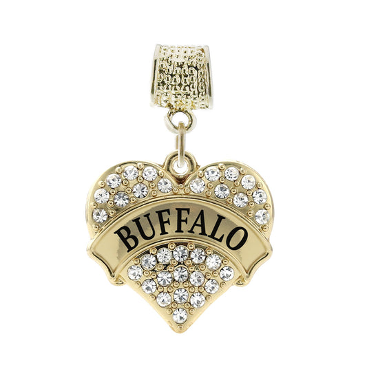 Gold Buffalo Pave Heart Memory Charm