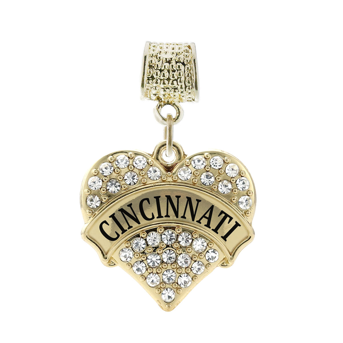Gold Cincinnati Pave Heart Memory Charm