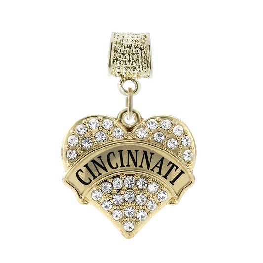 Gold Cincinnati Pave Heart Memory Charm
