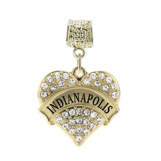 Gold Indianapolis Pave Heart Memory Charm
