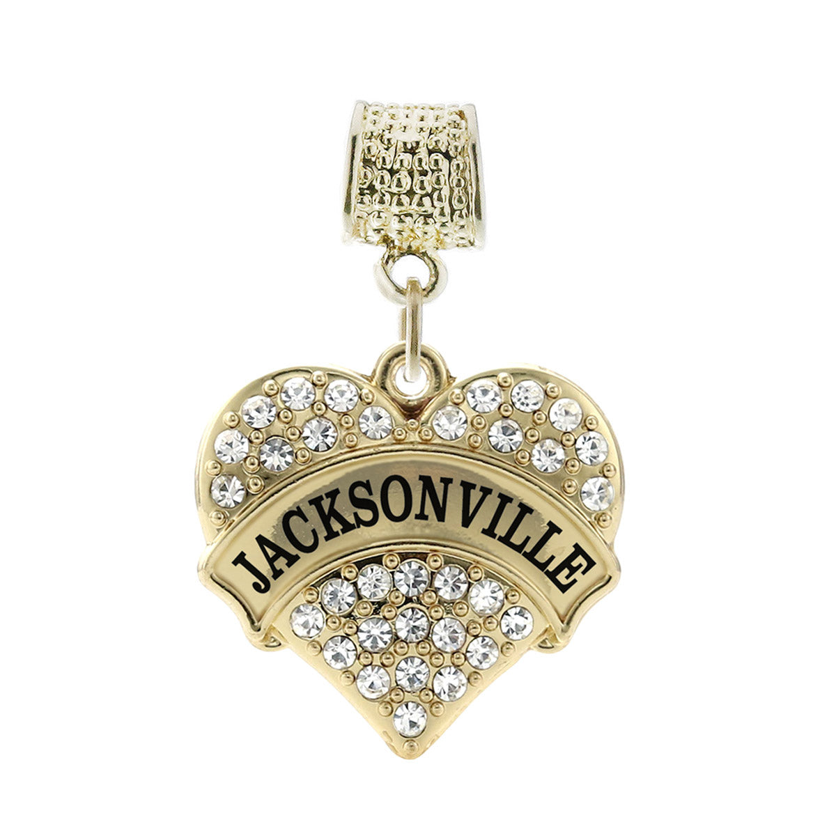 Gold Jacksonville Pave Heart Memory Charm