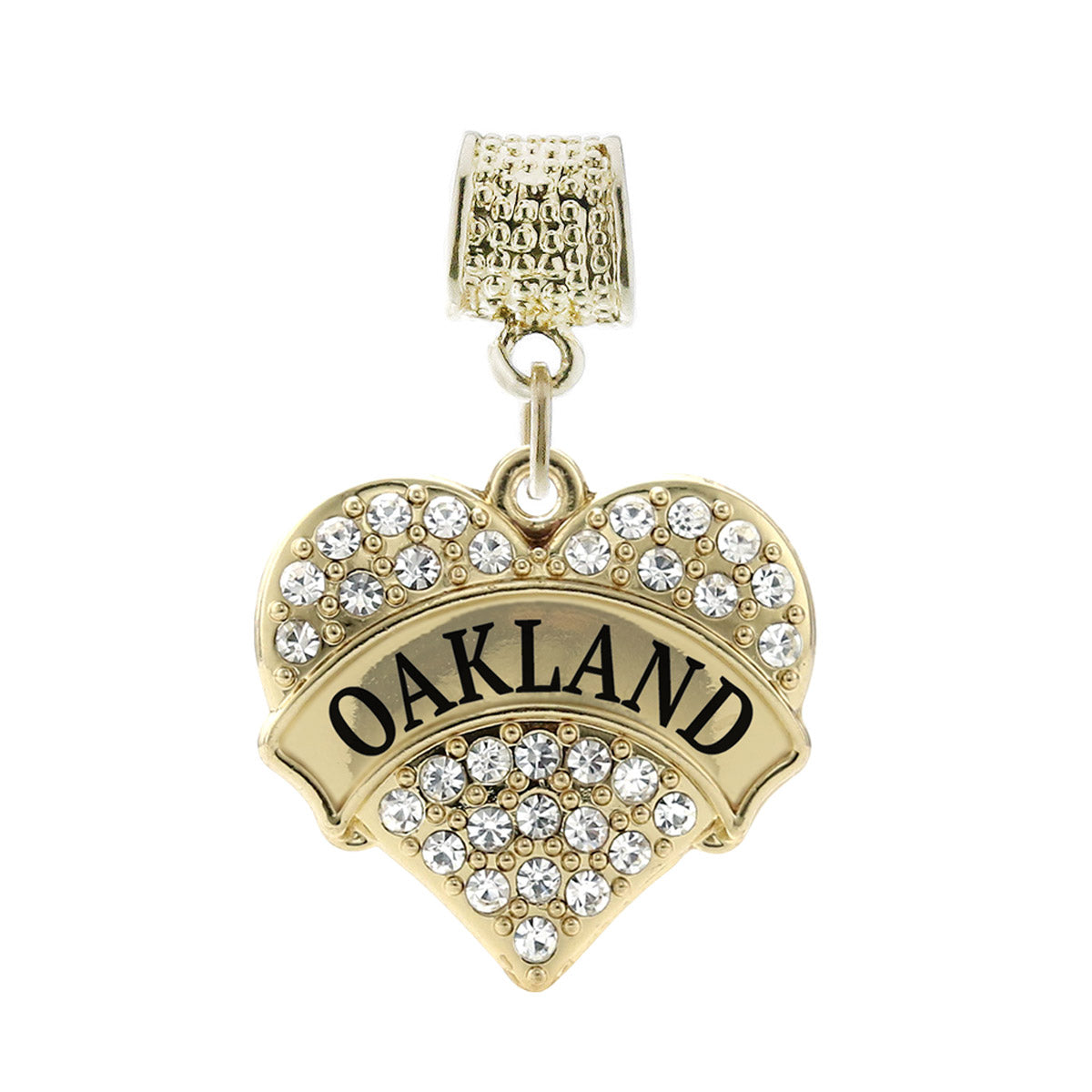 Gold Oakland Pave Heart Memory Charm