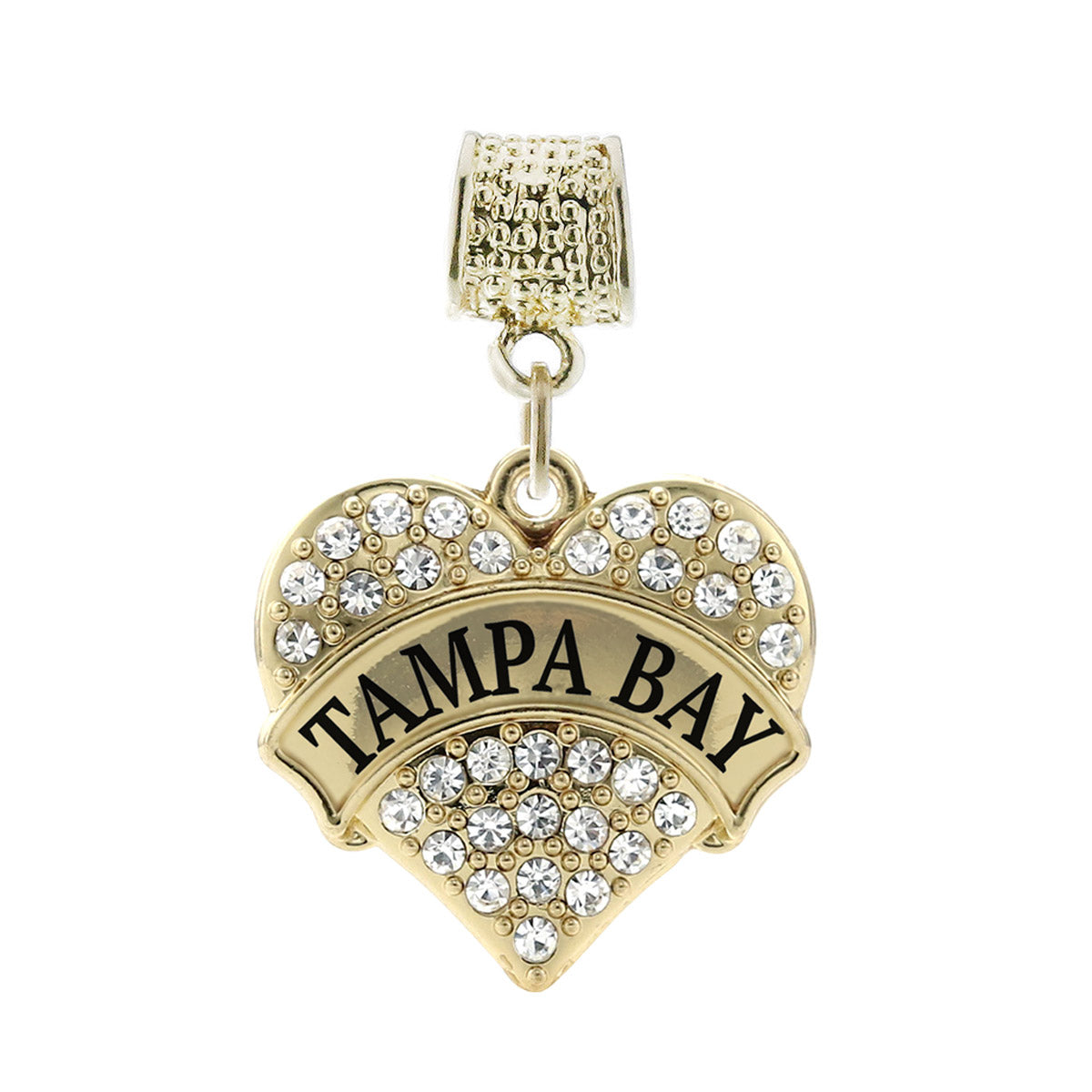 Gold Tampa Bay Pave Heart Memory Charm