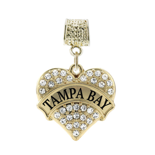 Gold Tampa Bay Pave Heart Memory Charm