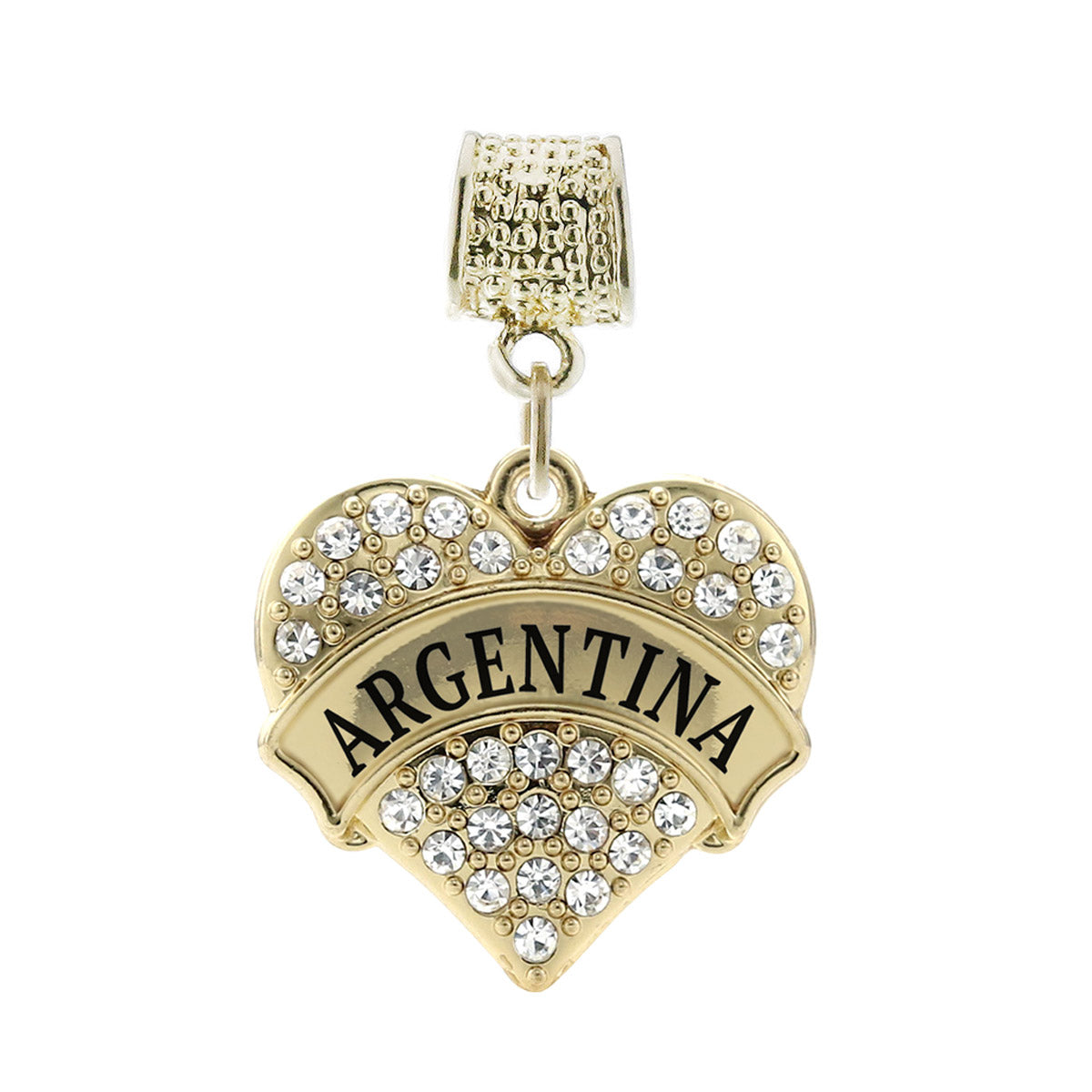 Gold Argentina Pave Heart Memory Charm