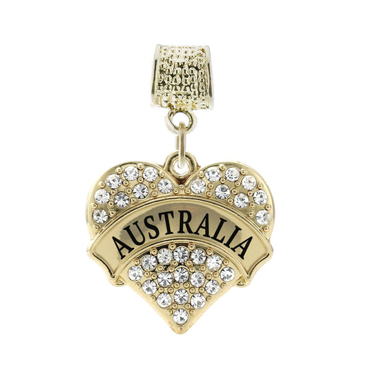 Gold Australia Pave Heart Memory Charm