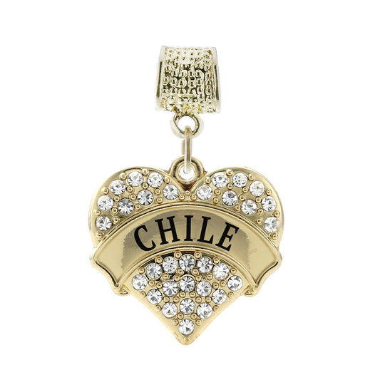 Gold Chile Pave Heart Memory Charm