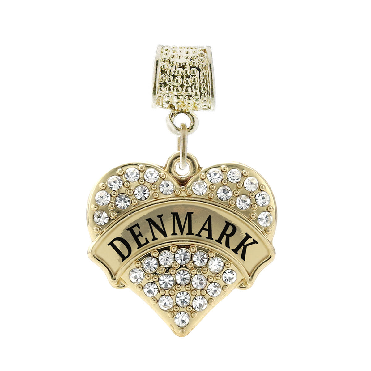 Gold Denmark Pave Heart Memory Charm
