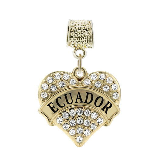 Gold Ecuador Pave Heart Memory Charm