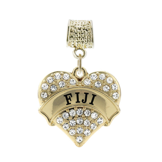 Gold Fiji Pave Heart Memory Charm
