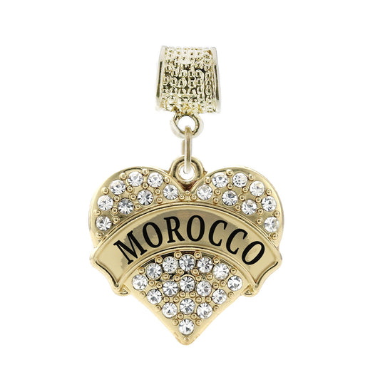 Gold Morocco Pave Heart Memory Charm