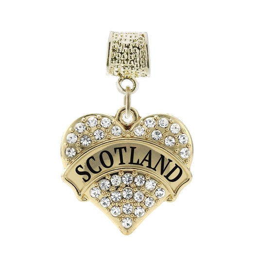 Gold Scotland Pave Heart Memory Charm
