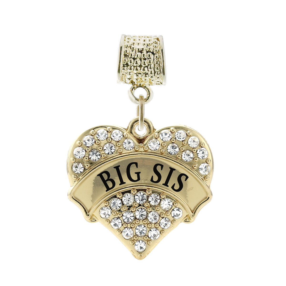 Gold Big Sis Pave Heart Memory Charm