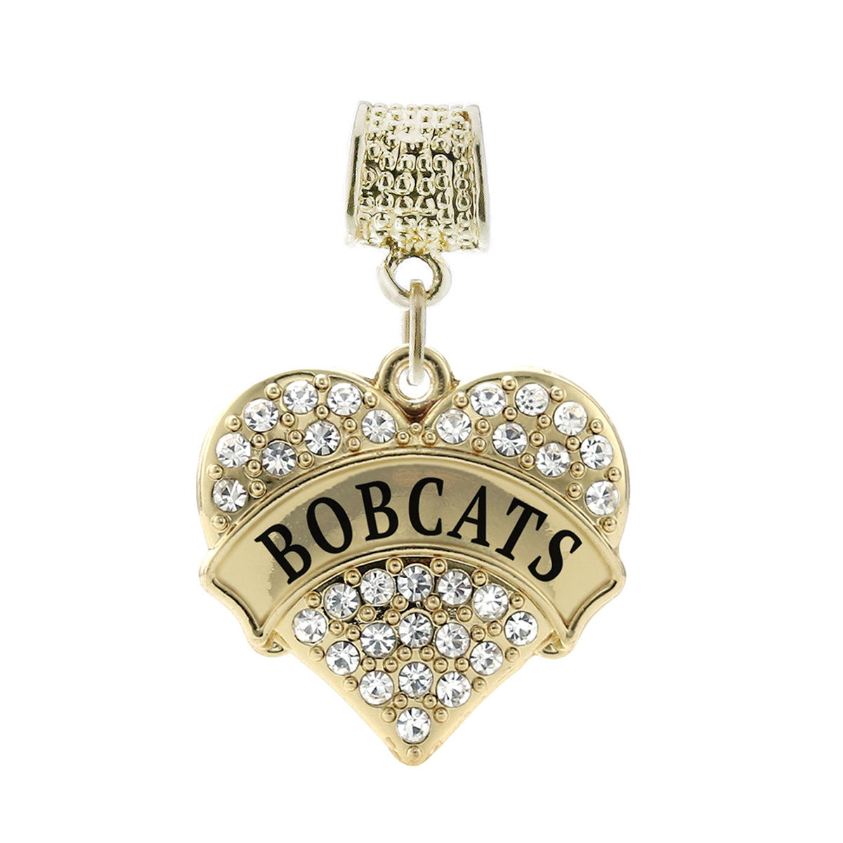 Gold Bobcats Pave Heart Memory Charm