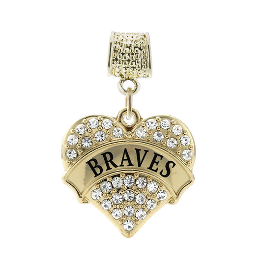 Gold Braves Pave Heart Memory Charm