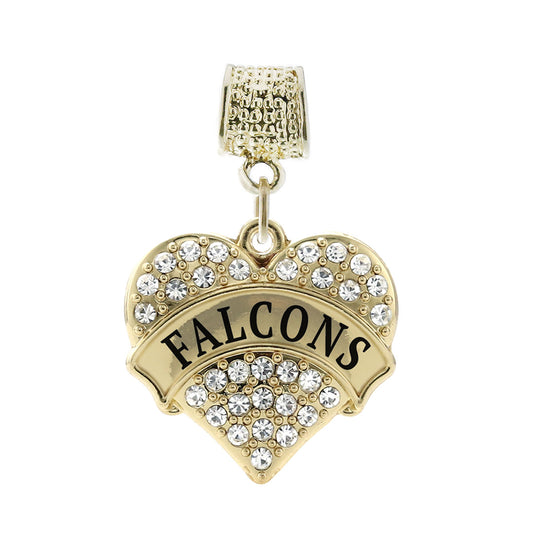 Gold Falcons Pave Heart Memory Charm