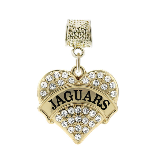 Gold Jaguars Pave Heart Memory Charm