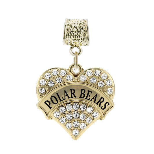 Gold Polar-Bears Pave Heart Memory Charm