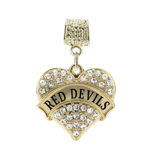 Gold Red Devils Pave Heart Memory Charm