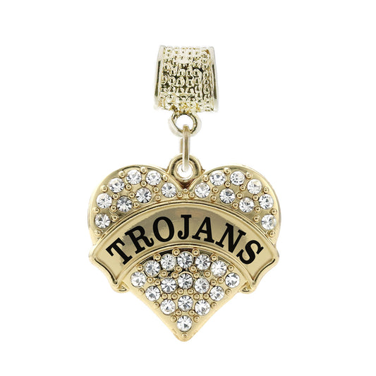 Gold Trojans Pave Heart Memory Charm