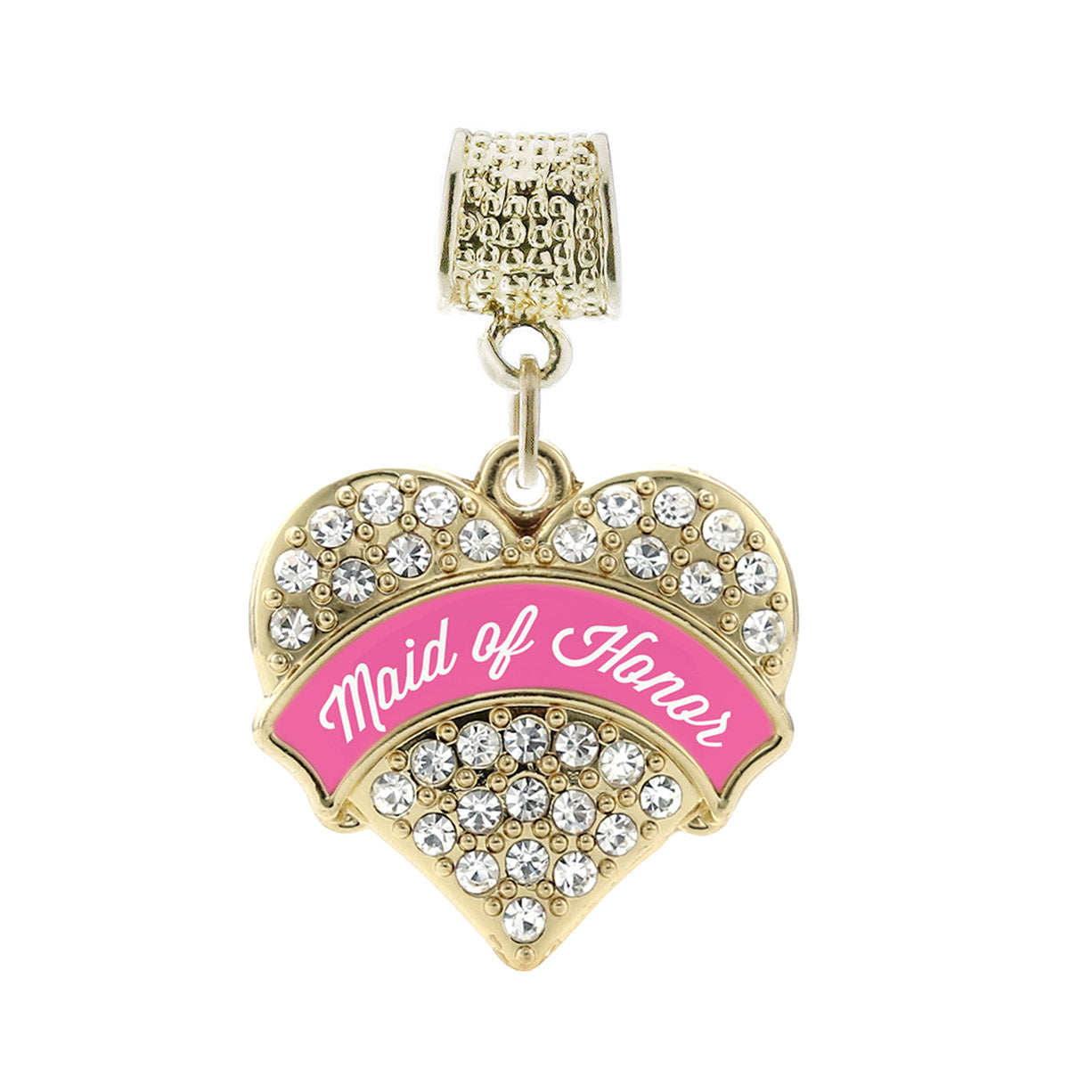 Gold Maid of Honor Pave Heart Memory Charm
