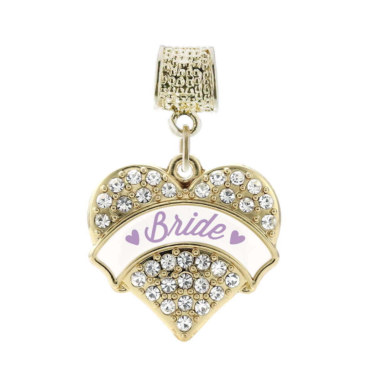 Gold Lavender Bride Pave Heart Memory Charm