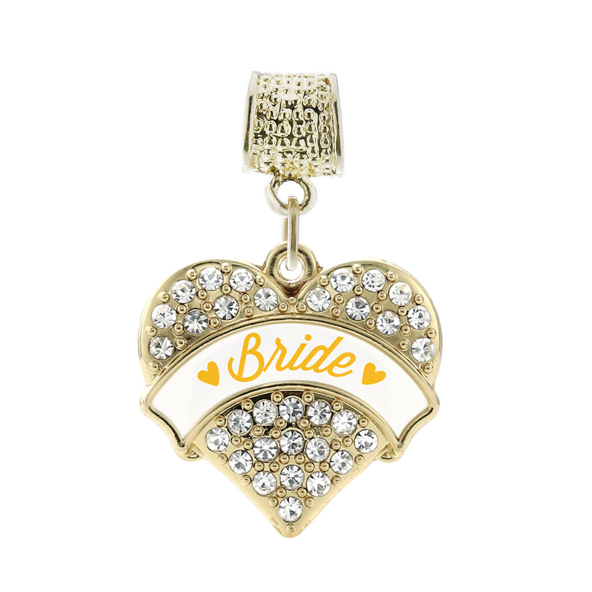 Gold Marigold Bride Pave Heart Memory Charm