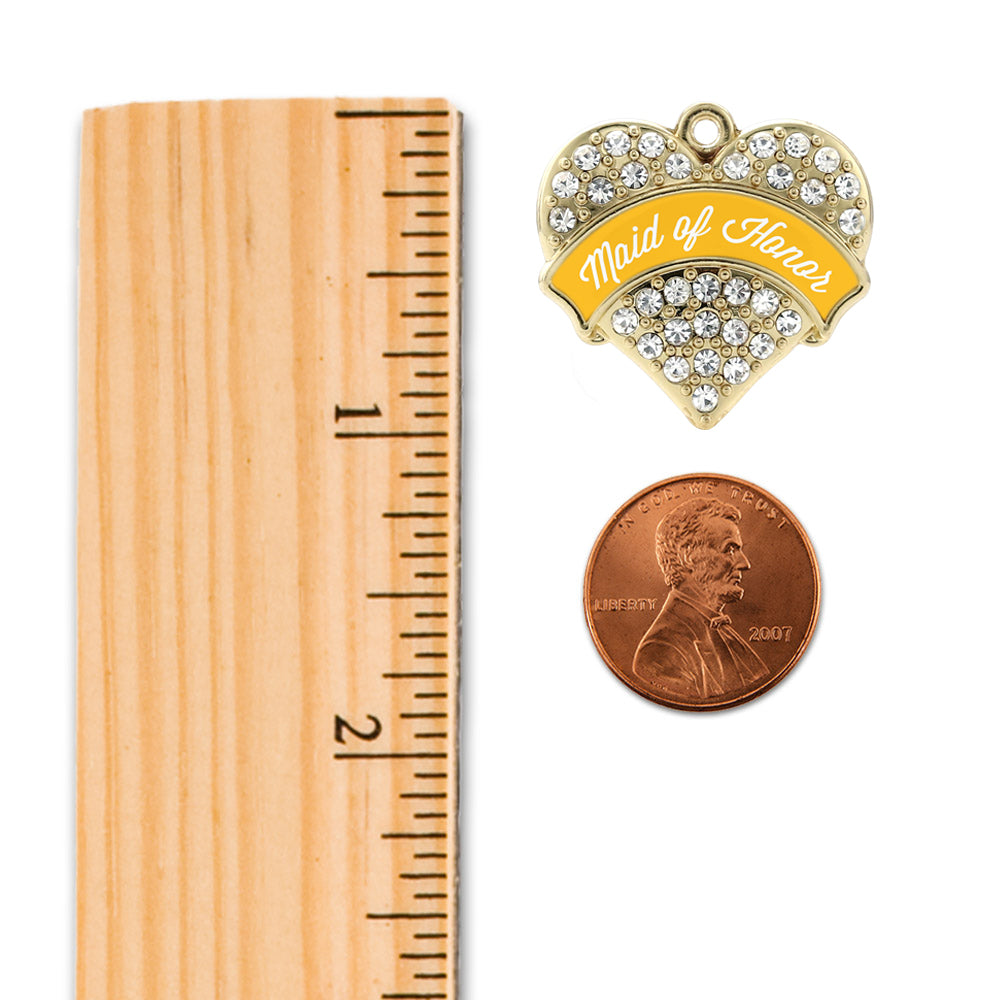 Gold Marigold Maid of Honor Pave Heart Memory Charm