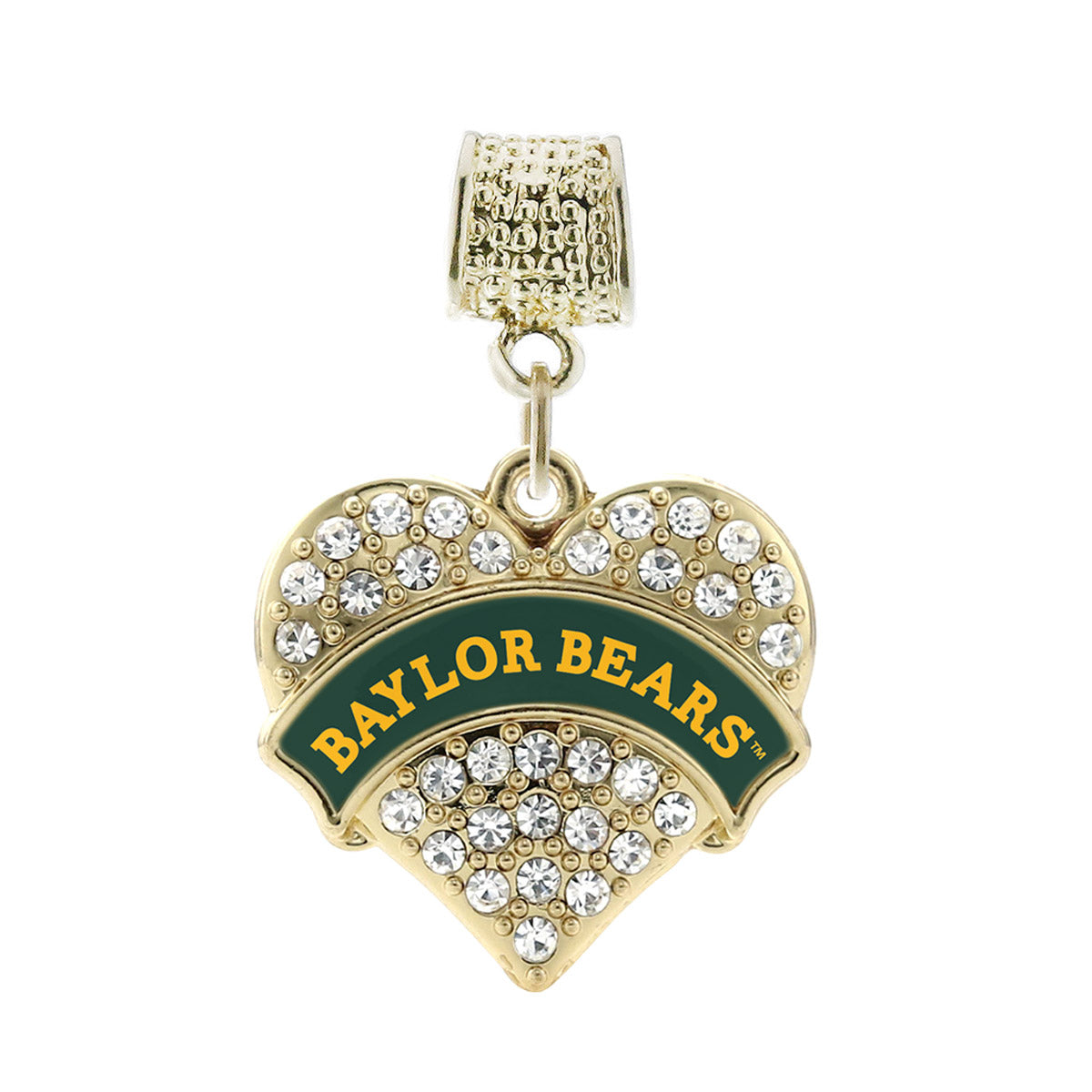 Gold Baylor Bears [NCAA] Pave Heart Memory Charm