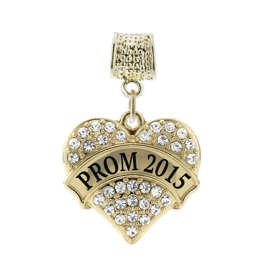 Gold Prom 2015 Pave Heart Memory Charm