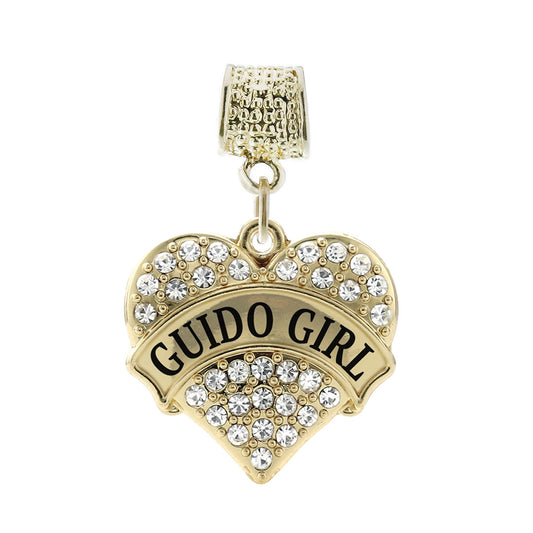 Gold Guido Girl Pave Heart Memory Charm