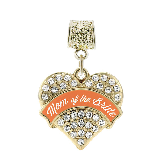 Gold Orange Mom of the Bride Pave Heart Memory Charm