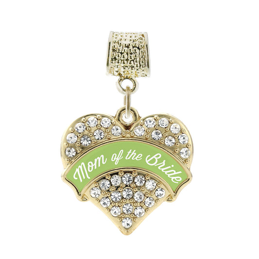 Gold Sage Green Mom of the Bride Pave Heart Memory Charm