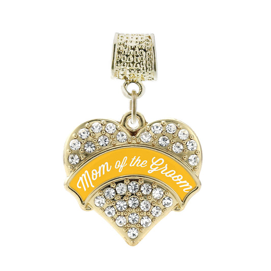 Gold Marigold Mom of the Groom Pave Heart Memory Charm
