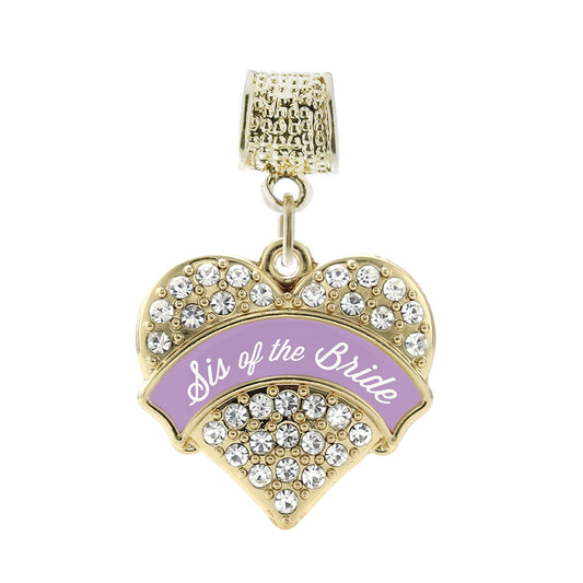 Gold Lavender Sis of the Bride Pave Heart Memory Charm