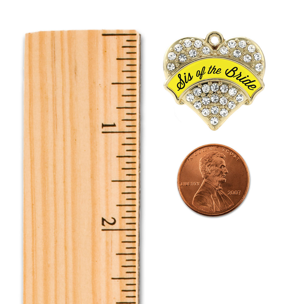 Gold Yellow Sis of the Bride Pave Heart Memory Charm