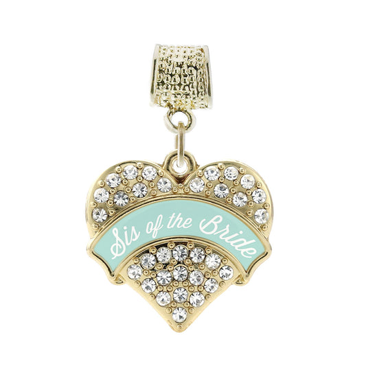 Gold Mint Sis of Bride Pave Heart Memory Charm