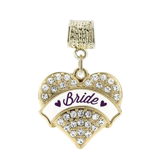 Gold Plum Bride Pave Heart Memory Charm